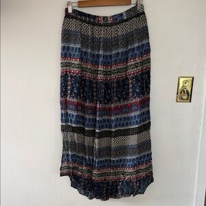 Hollister Blue Multi Striped Boho Maxi Skirt